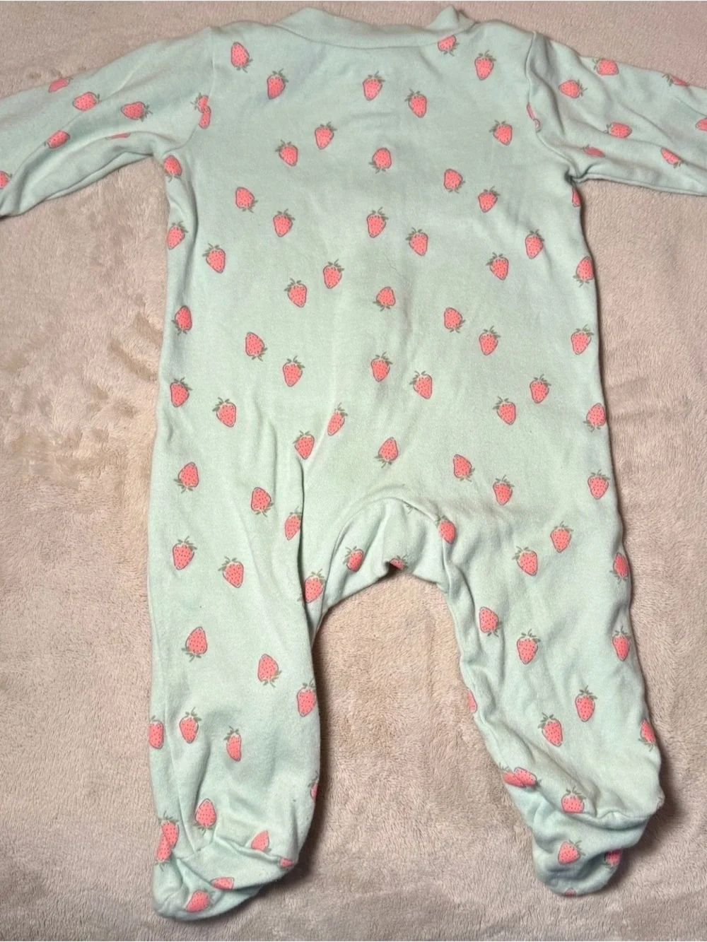 Carter's Mint Strawberry & Pink Floral Footed One-Pieces